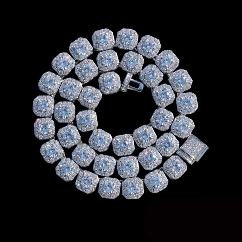 Clustered White Gold Diamond TENNIS CHAIN